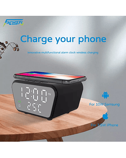 Reloj despertador digital para móvil, cargador inalámbrico con memoria de tiempo, termómetro, reloj, para iPhone 13, 12pro 6097