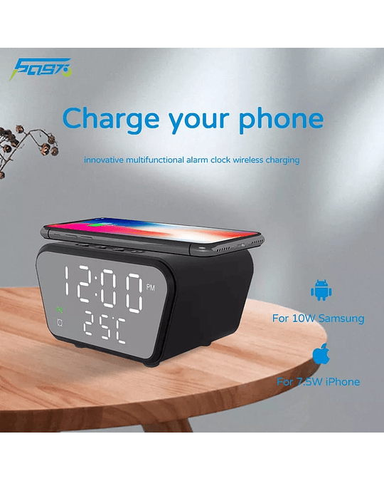 Este despertador tiene una base de carga inalámbrica para tu móvil