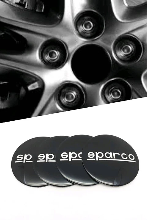 X4 Tapa centro llantas sparco negras - Negras Plateado