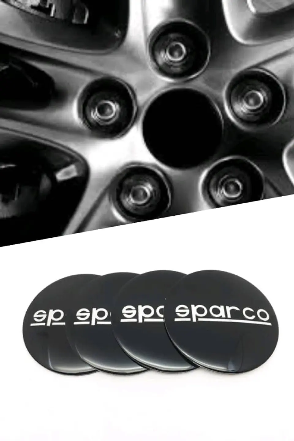 X4 Tapa centro llantas sparco negras - Negras Plateado 1