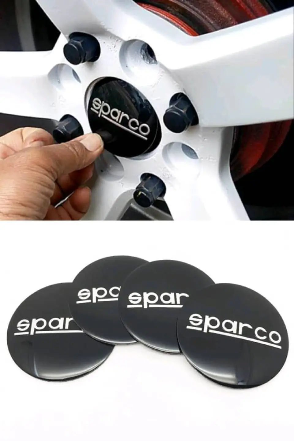 X4 Tapa centro llantas sparco negras - Negras Plateado 2