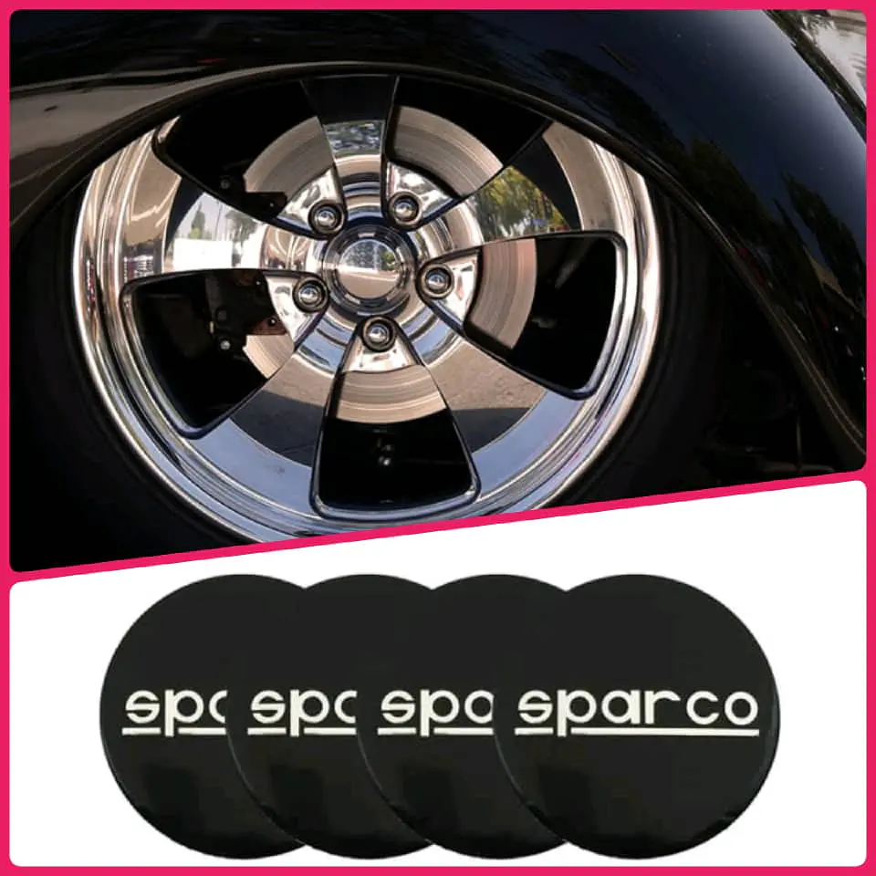 X4 Tapa centro llantas sparco negras - Negras Plateado 3
