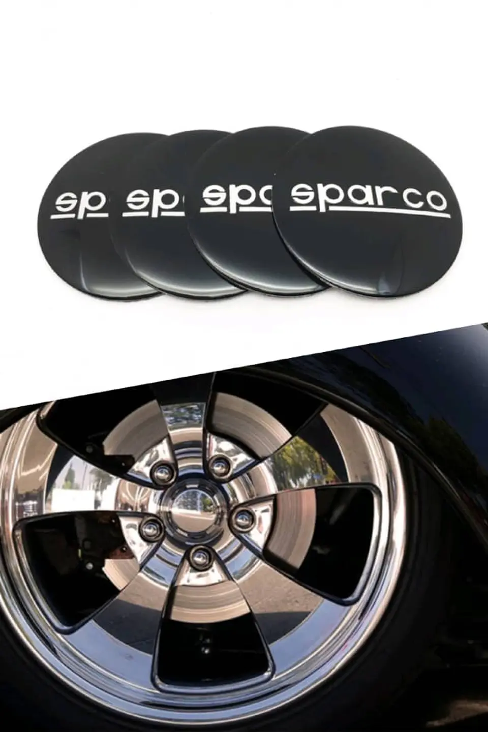 X4 Tapa centro llantas sparco negras - Negras Plateado 4
