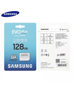 Tarjeta de memoria Samsung Evo plus 128gb + adaptador 4K, velocidad de lectura 130mb clase 10 U3 A2 uso en cámaras fotográficas, videocámaras, drones, Smartphone, cámaras de seguridad 