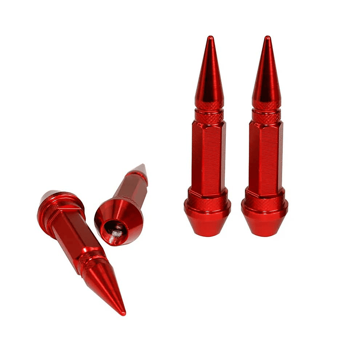 Set 4 Tapas de válvulas universal tunning para autos, motos y bicicletas 60mm color rojo 6