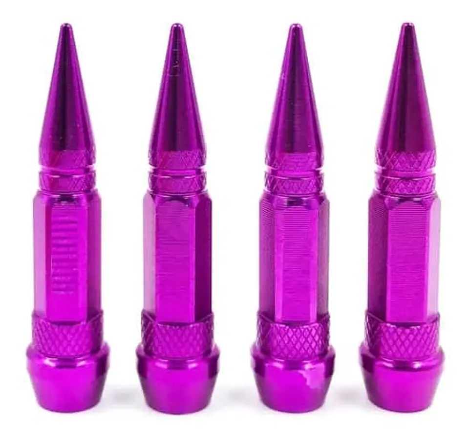 Set 4 Tapas de válvulas universal para autos color morado 4
