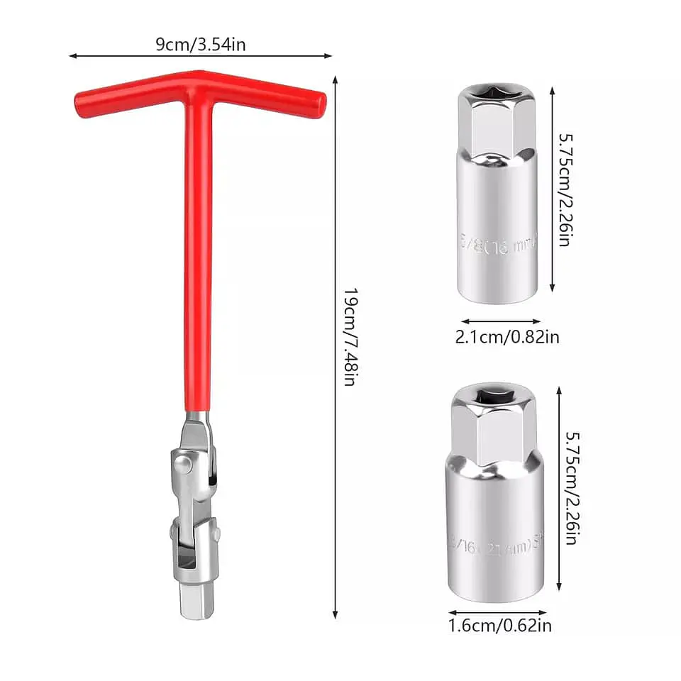 Llave herramienta extractor saca bujias con dados 16mm 21mm mango 3