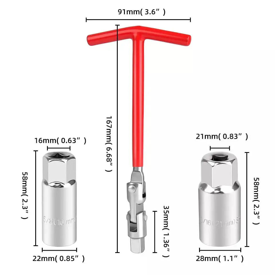 Llave herramienta extractor saca bujias con dados 16mm 21mm mango 10