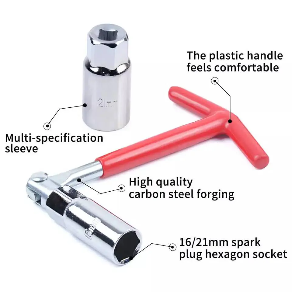 Llave herramienta extractor saca bujias con dados 16mm 21mm mango 11