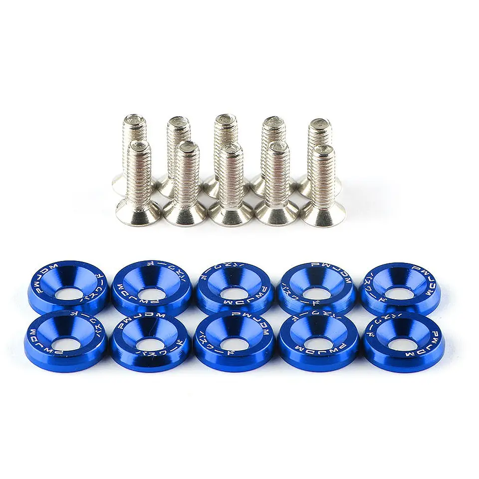 Set de 10 tornillos con 10 arandelas hexagonales M6 de aluminio azul 2