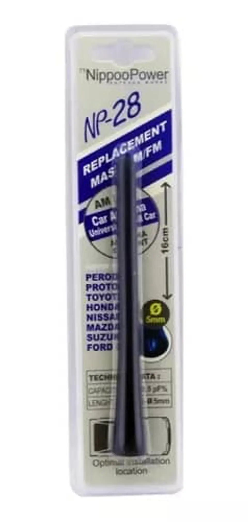 Antena de radio AM-FM NP-28 para autos universal 16cm 4