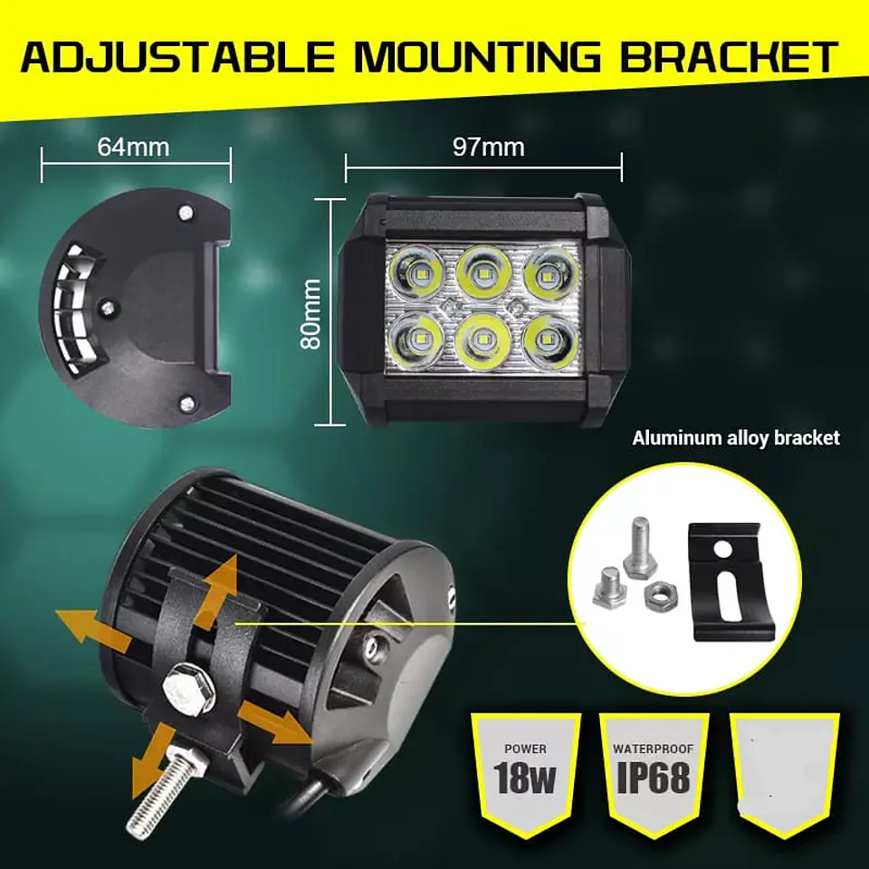 Neblinero 6 LED para Autos, Camionetas, Jeep, 18W 4 pulgadas 1800LM 11