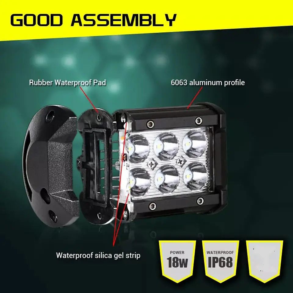 Neblinero 6 LED para Autos, Camionetas, Jeep, 18W 4 pulgadas 1800LM 15