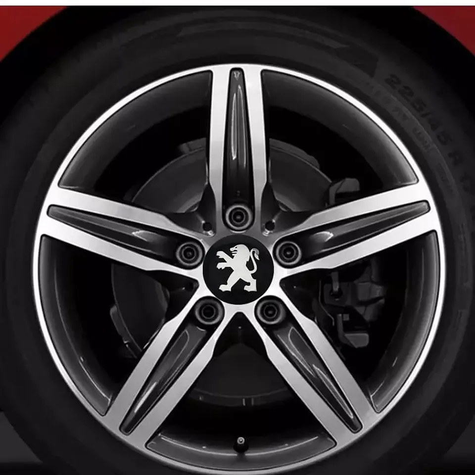 X4 Tapa centro llantas Peugeot Negro 60mm 56mm - Negro Plateado 7