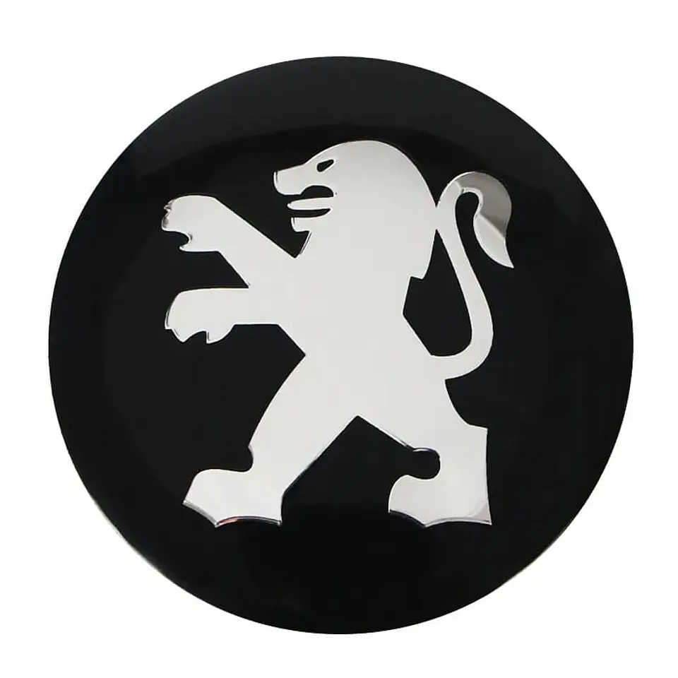 X4 Tapa centro llantas Peugeot Negro 60mm 56mm - Negro Plateado 8