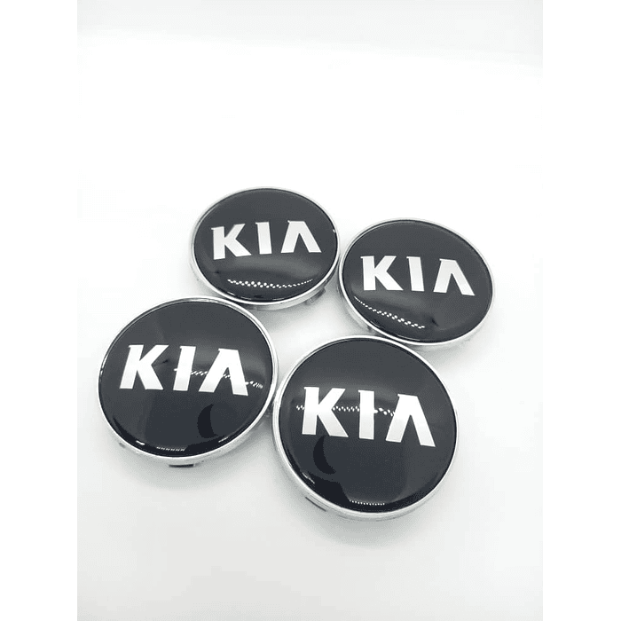 Set X4 Tapas centro de Llantas de autos Originales Kia negra logo plata medida 68mm  1