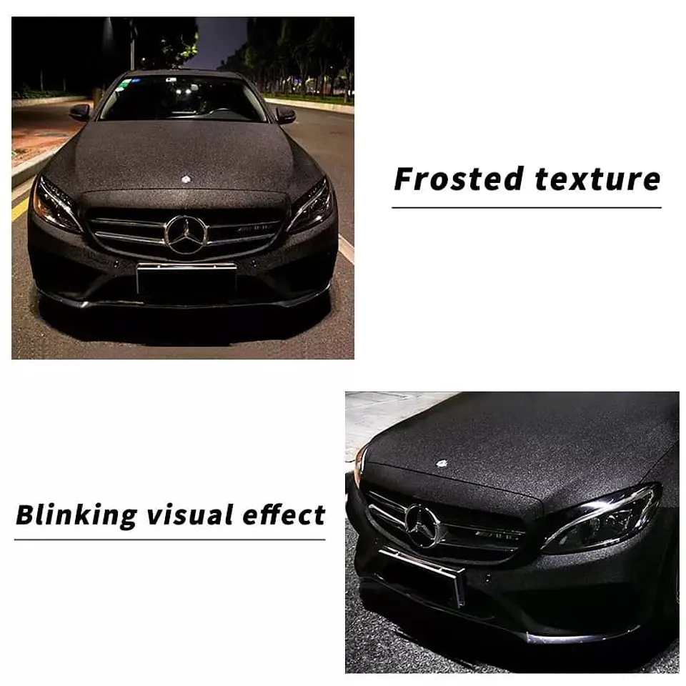 Papel Vinilo - autoadhesivo decorativo tunnig negro mate Glitter 2