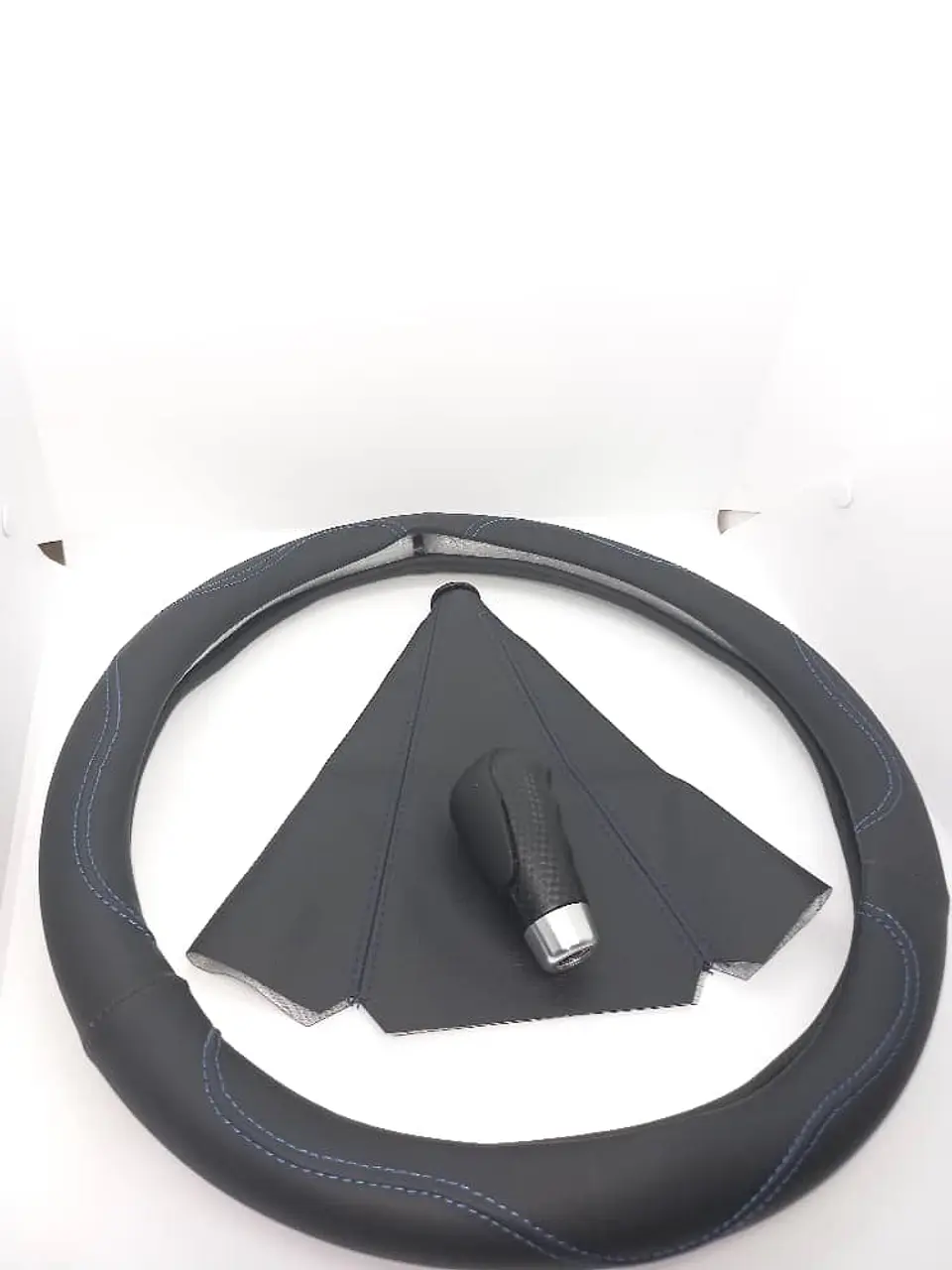 Set 3pzs cubre volante azul, fuelle collarín, palanca negro carbono 1