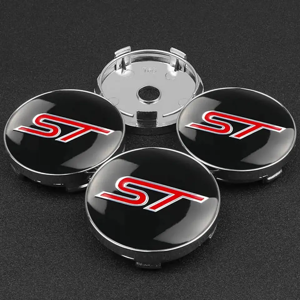 X4 Tapa centro llantas ST Negra 60mm 56mm - Negra Roja 5