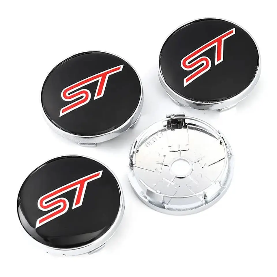 X4 Tapa centro llantas ST Negra 60mm 56mm - Negra Roja 6