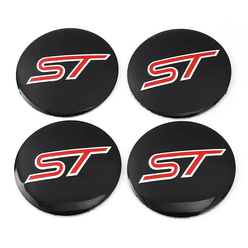 X4 Tapa centro llantas ST Negra 60mm 56mm - Negra Roja 7