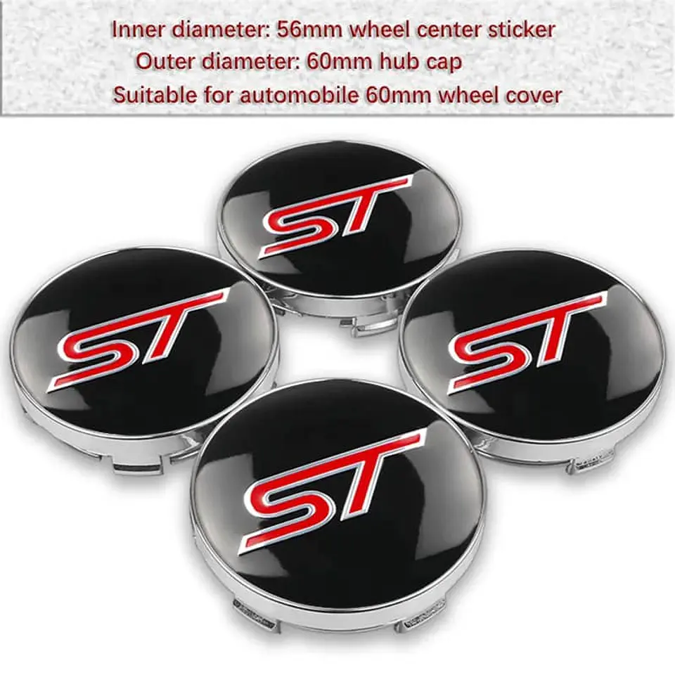 X4 Tapa centro llantas ST Negra 60mm 56mm - Negra Roja 8