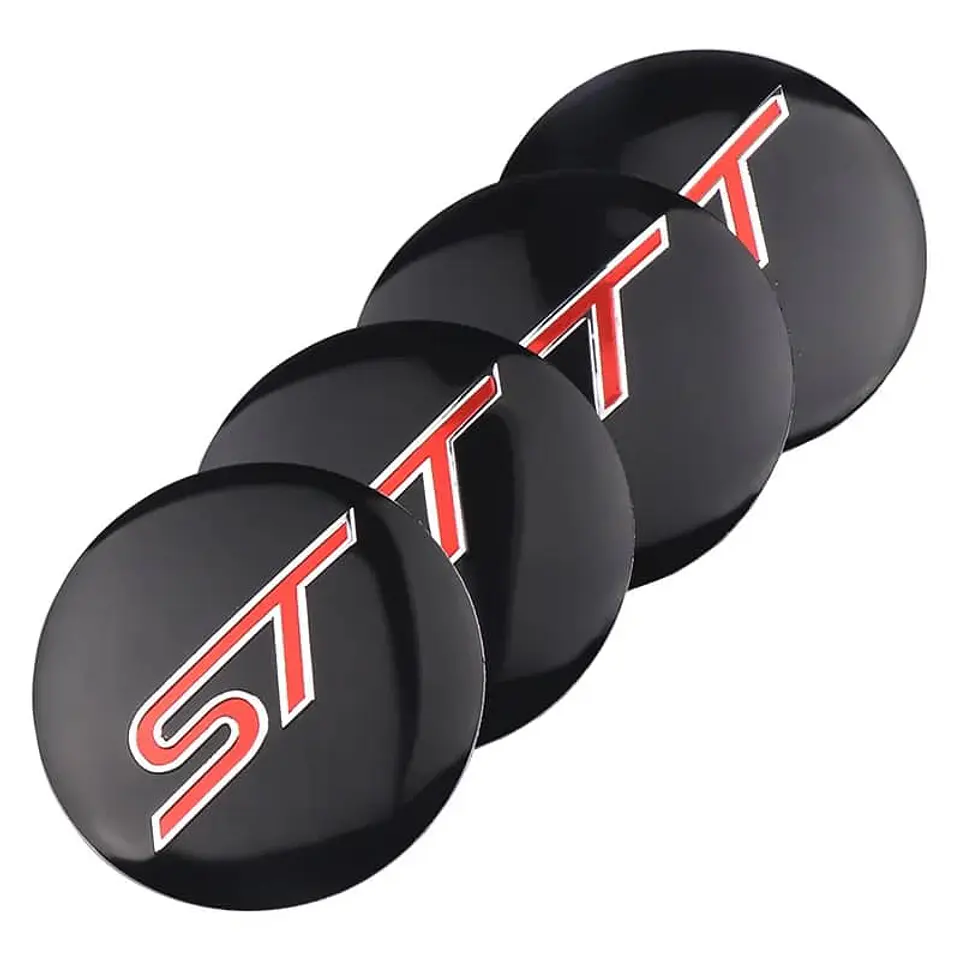 X4 Tapa centro llantas ST Negra 60mm 56mm - Negra Roja 14