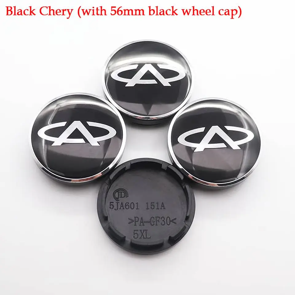 X4 Tapa centro llantas Chery negro 60mm 56mm - Negro Plateado 6