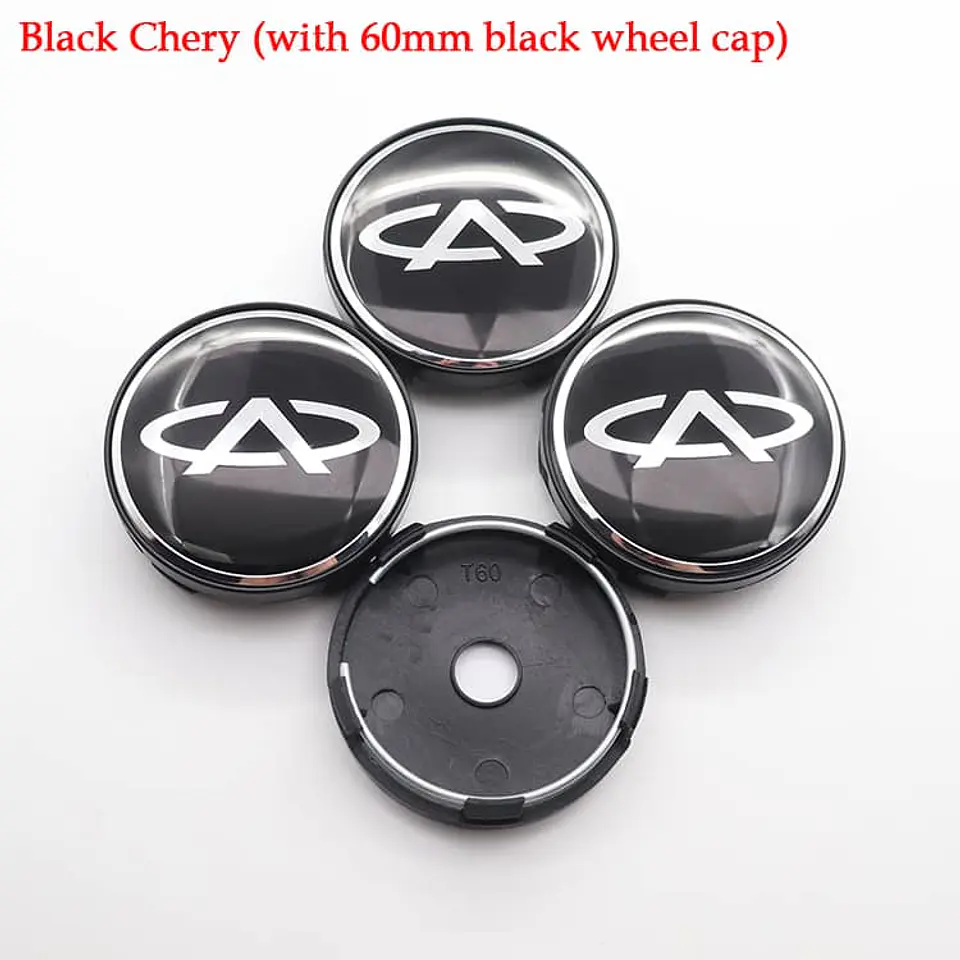 X4 Tapa centro llantas Chery negro 60mm 56mm - Negro Plateado 7