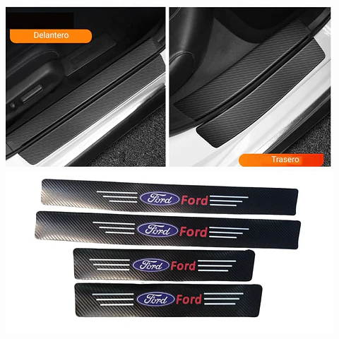 Cubre socalo/pisadera fibra carbono antiarañazos, 4pzs - FORD