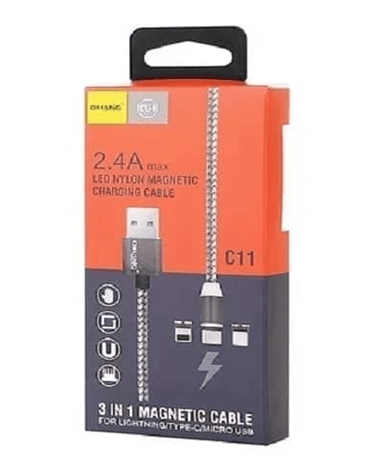 Cable Cargador Magnetico 3 En 1 Ios Mini Usb Tipo
