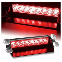 Luz Baliza Destellante estroboscópica de advertencia para Parabrisas de Auto y camión, luces Led color Rojo con 3 modos de parpadeo, 8 Led, 12V