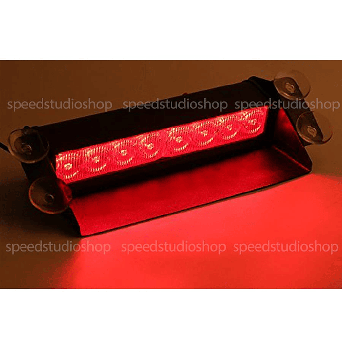 Luz Baliza Destellante estroboscópica de advertencia para Parabrisas de Auto y camión, luces Led color Rojo con 3 modos de parpadeo, 8 Led, 12V 2