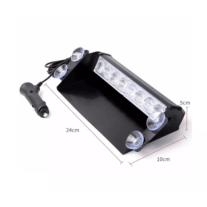 Luz Baliza Destellante estroboscópica de advertencia para Parabrisas de Auto y camión, luces Led color Rojo con 3 modos de parpadeo, 8 Led, 12V 5