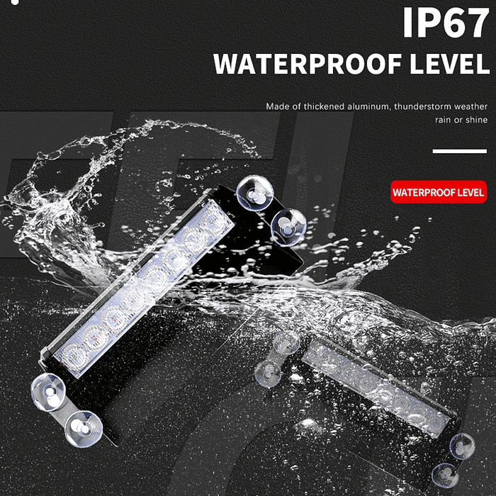 Luz Baliza Destellante estroboscópica de advertencia para Parabrisas de Auto y camión, luces Led color Rojo con 3 modos de parpadeo, 8 Led, 12V 6