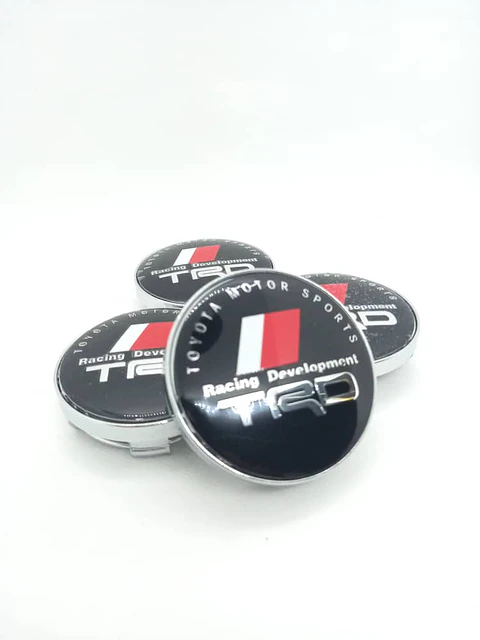 Set X4 Tapa centro de Llantas de autos universal marca TRD negra
