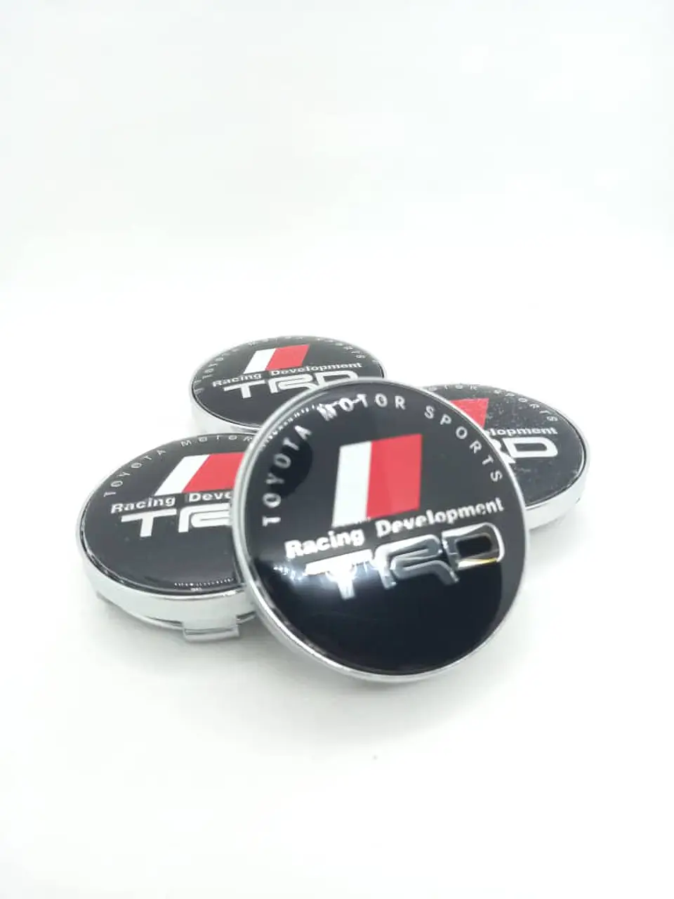 Set X4 Tapa centro de Llantas de autos universal marca TRD negra 1