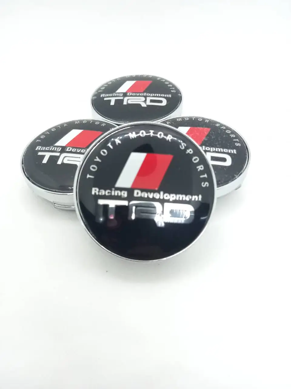 Set X4 Tapa centro de Llantas de autos universal marca TRD negra 4