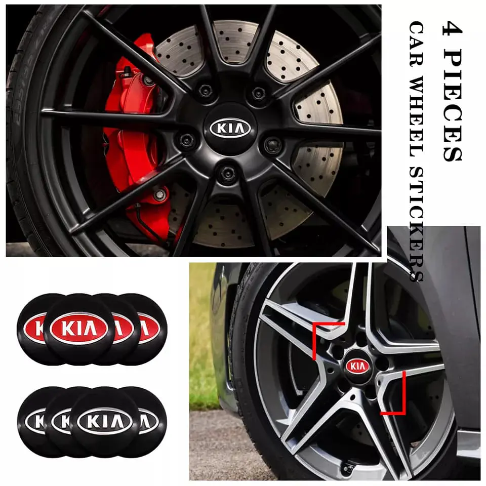 X4 Tapa centro llantas Kia logo 60mm 56mm - Rojo 4