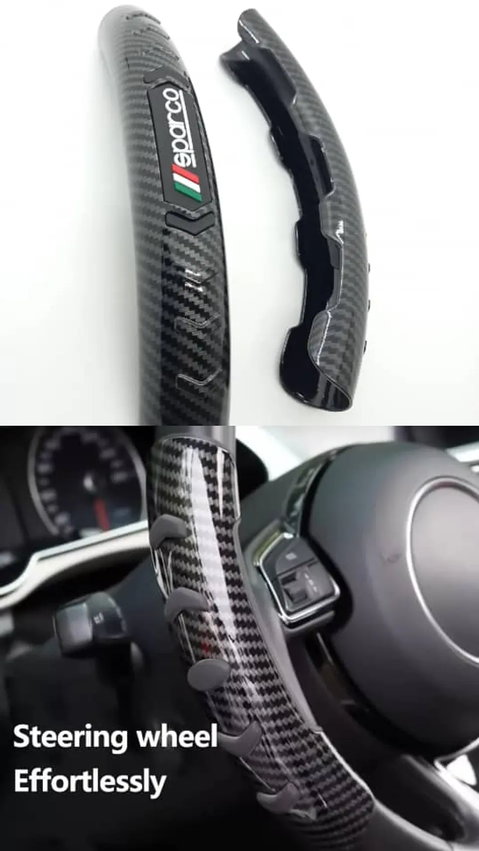Cubre volante cubierta embellecedor antideslizante de auto, 2 piezas 3