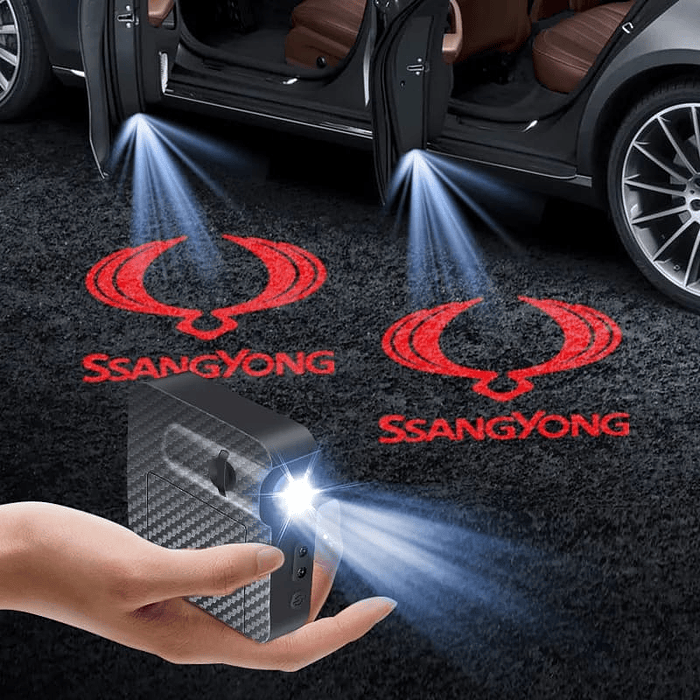 X2 luces led de cortesía o bienvenida para puertas de autos a bateria triple A marca Ssangyong  1