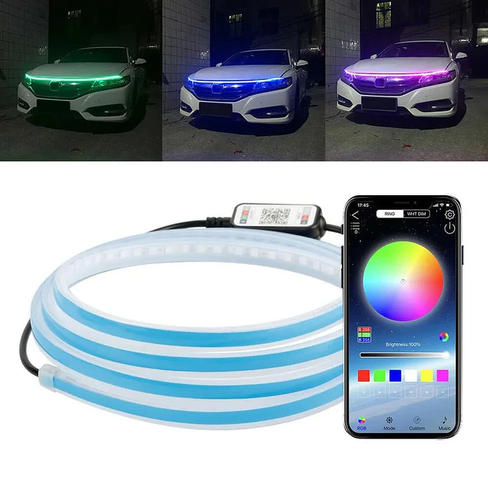 Tiras de Decoración Led para capot de autos, luces RGB  4