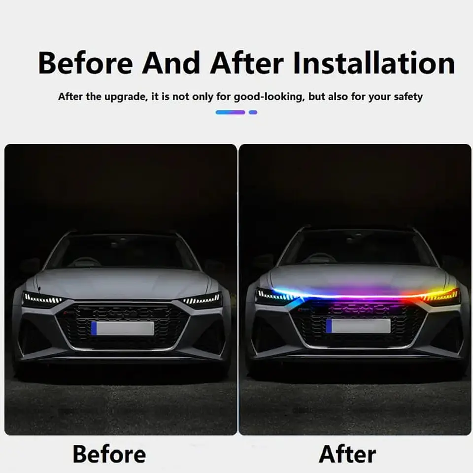 Tiras de Decoración Led para capot de autos, luces RGB 13