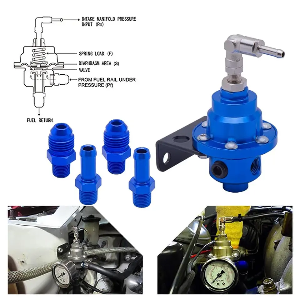 Regulador de presión de Bencina Combustible Universal azul 1