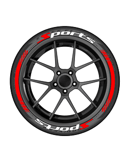 Letras Sports 3D Pegatinas de caucho para decoración de neumáticos de autos y motos.color rojo 