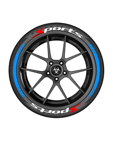Letras Sports 3D Pegatinas de caucho para decoración de neumáticos de autos y motos.color azul