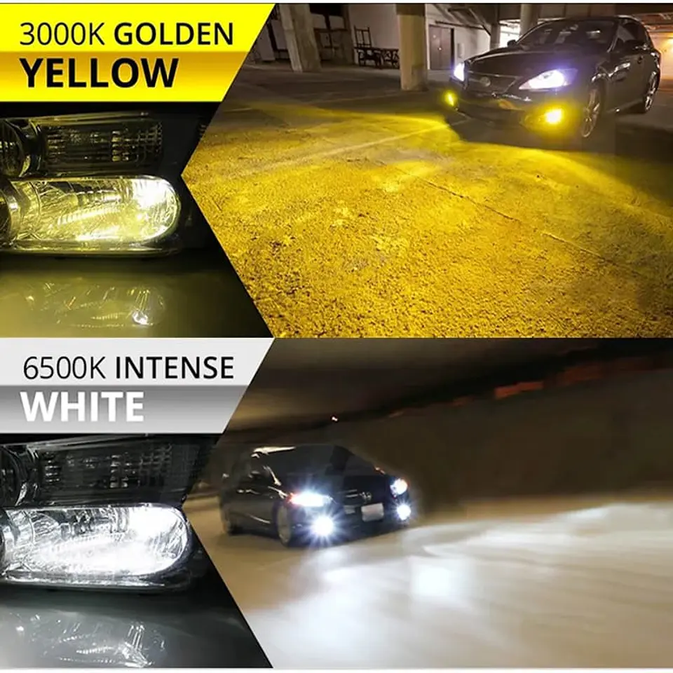 Par ampolletas LED bicolor 9005 4800Lm 12V - Blanco con amarillo 1