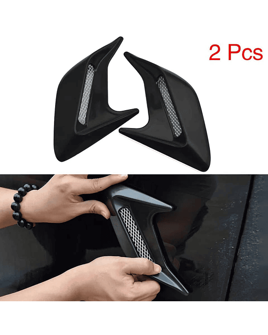 X2 Toma de flujo de aire tunning para lateral de autos y capot decorativa con adhesivo color negro