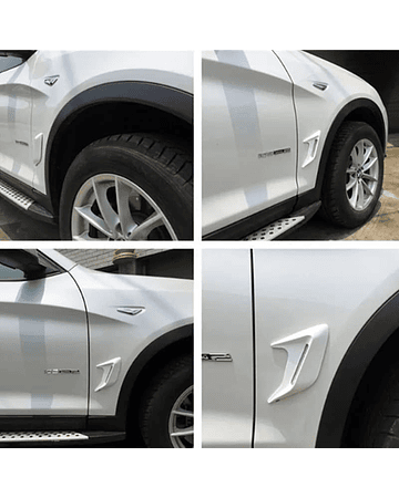 X2 Toma de flujo de aire tunning para lateral de autos y capot decorativa con adhesivo color blanco.