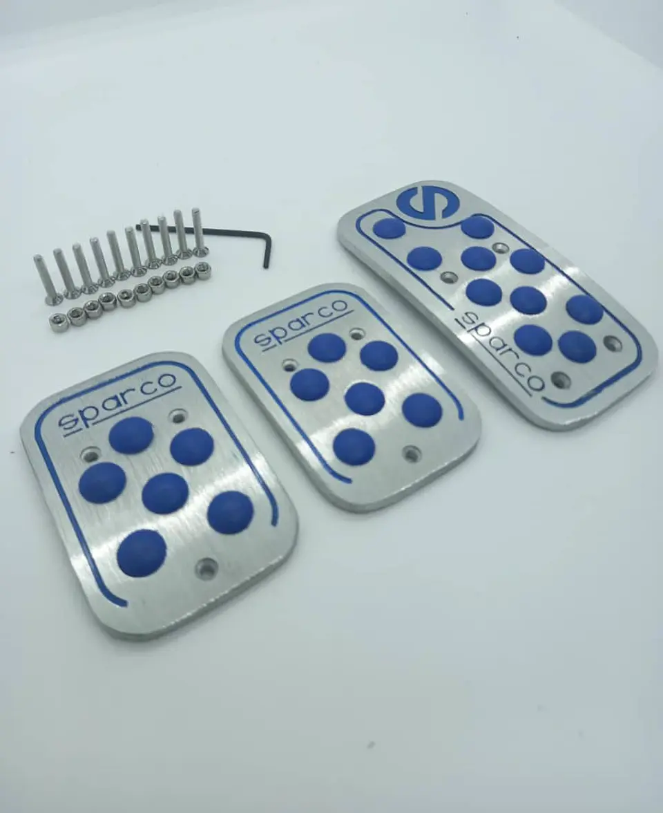 Set cubre pedales Sparco, 3pzs aluminio - Cromado/Azul 3